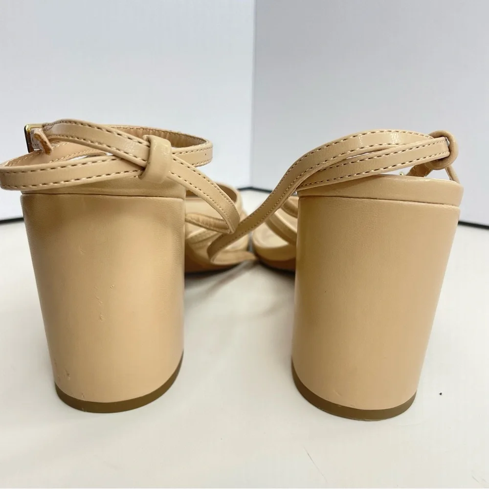 Dream Pairs Women Beige Strappy Block Heel Square Toe Sandals SDHS2428W Size 10 - Picture 6 of 8
